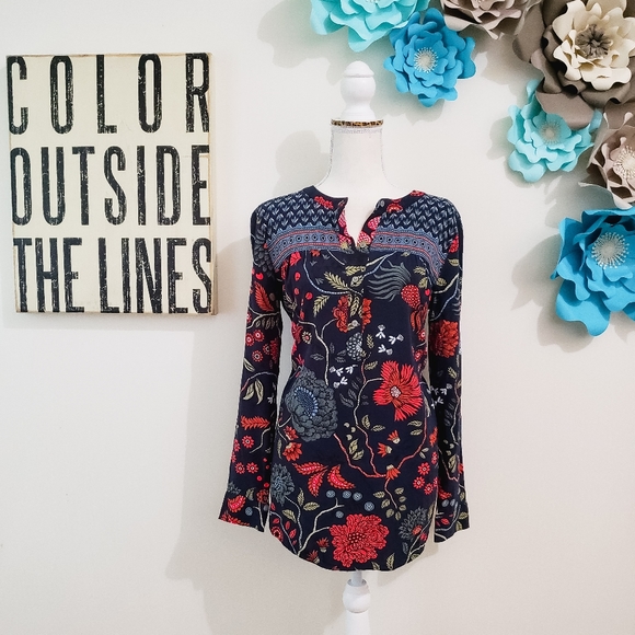 LOFT Tops - ☆LOFT LONG SLEEVE BLOUSE THIN FLOWY SMALL FLORAL
